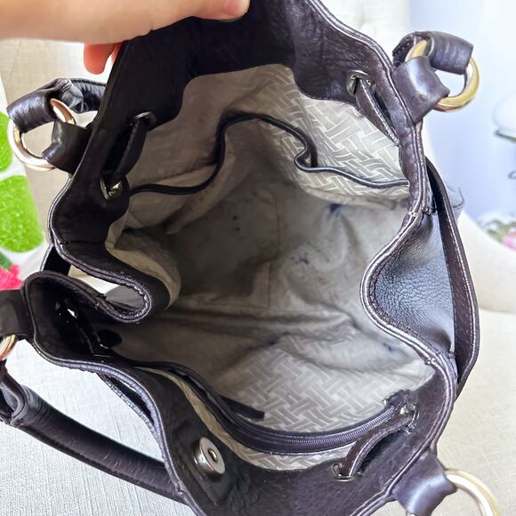 Cole Haan Chocolate Brown Handbag with Gold Accents - Picture 11 of 14